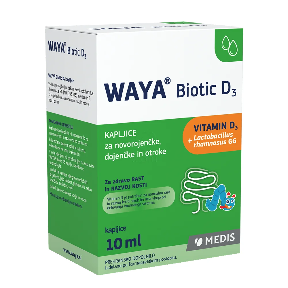 Waya Biotic D3, kapljice za novorojenčke, dojenčke in otroke (10 ml)